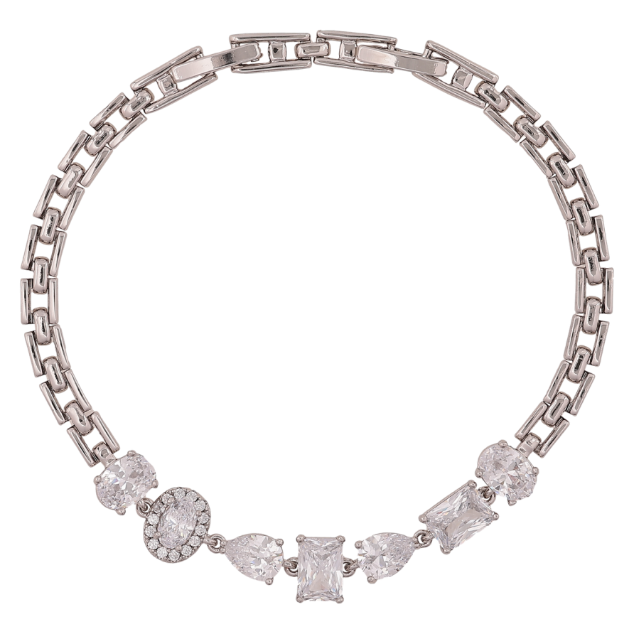 Браслет Xuping Родий Браслетный узор с кристаллами длинна с доп. замком 17.5,19.5см х 4-7мм фото №1