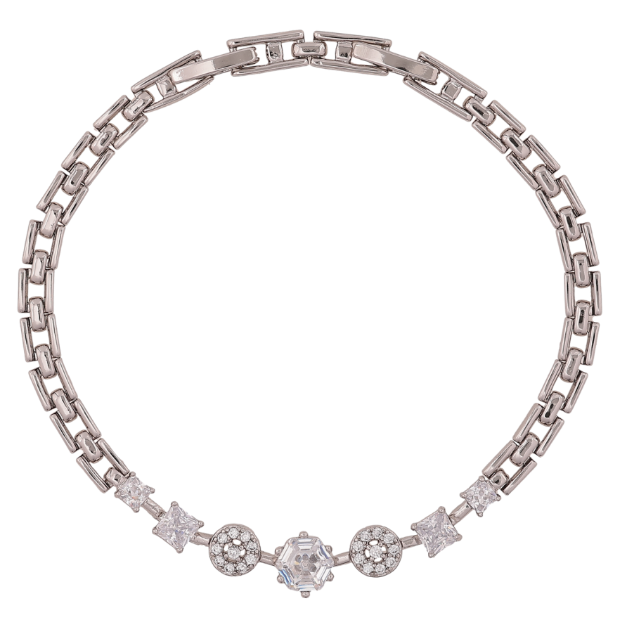 Браслет Xuping Родий Браслетный узор с кристаллами длинна с доп. замком 17.5,19.5см х 4-7мм фото №1