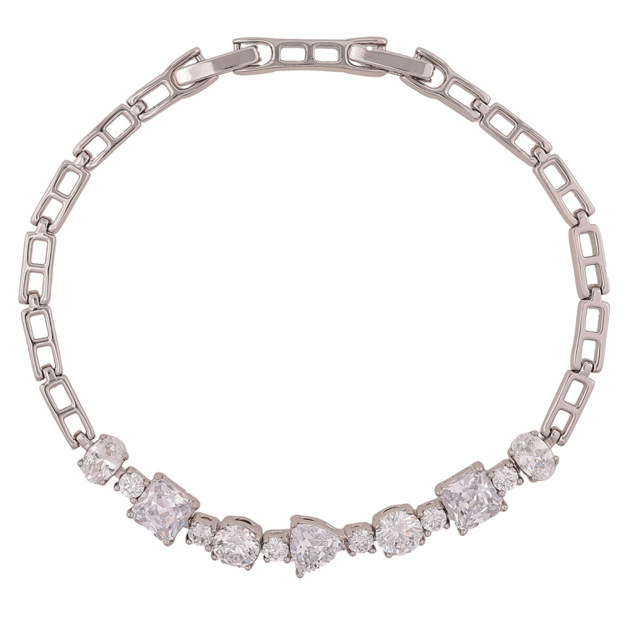 Браслет Xuping Родий Кристальная дорожка длинна с доп. замком 17.5,19.5см х 4-7мм фото №1