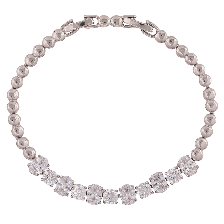 Браслет Xuping Родий Кристальная дорожка длинна с доп. замком 17.5,19.5см х 4-7мм фото №1