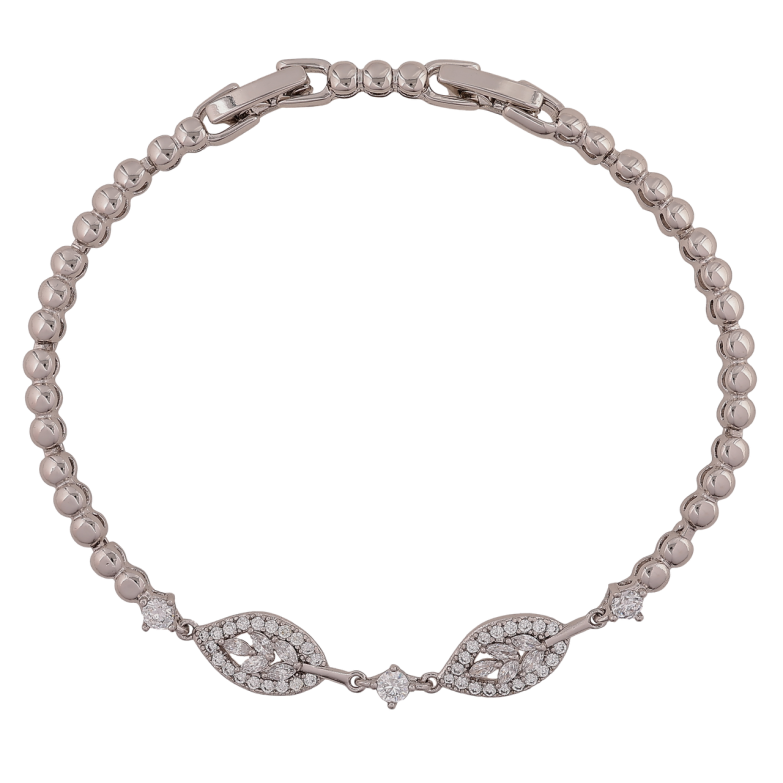 Браслет Xuping Родий Кристальные листики длинна с доп. замком 17,19см х 3-7мм фото №1