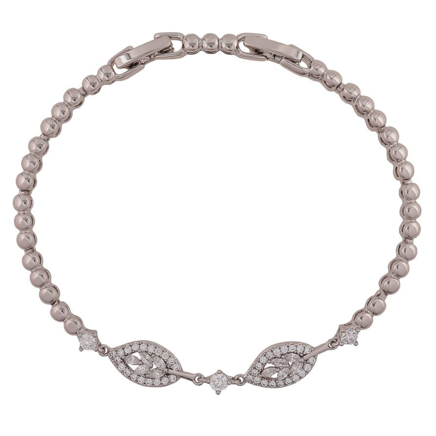 Браслет Xuping Родий Кристальные листики длинна с доп. замком 17,19см х 3-7мм фото №1