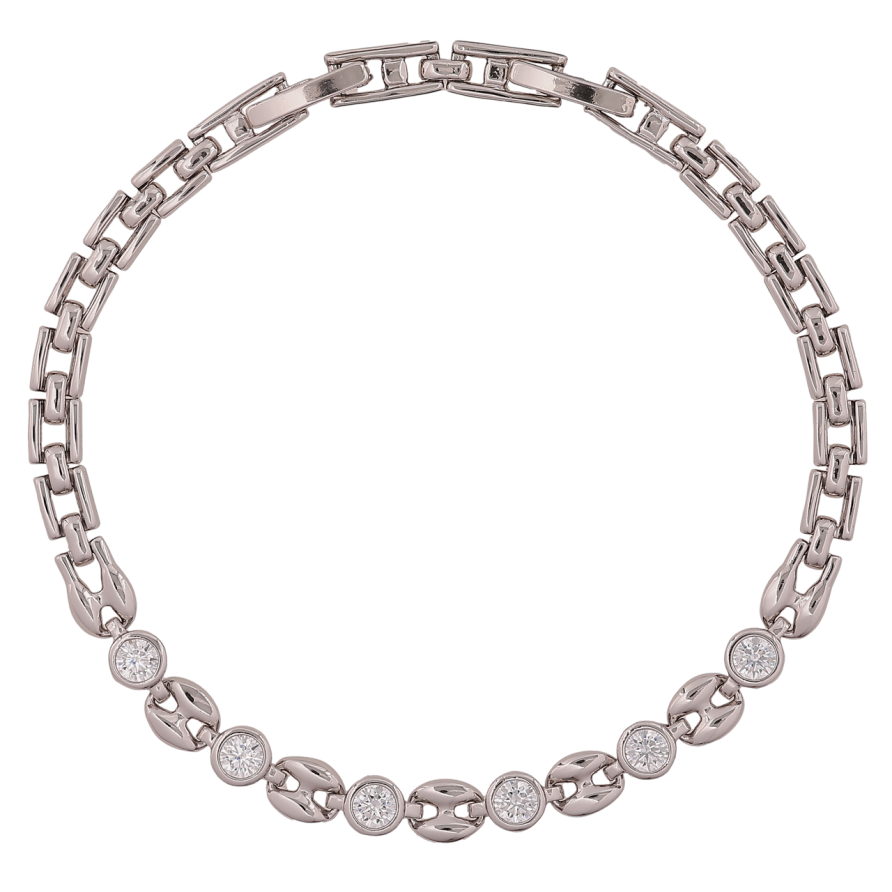 Браслет Xuping Родий Узор с кристаллами длинна с доп. замком 17,19см х 4-5мм фото №1