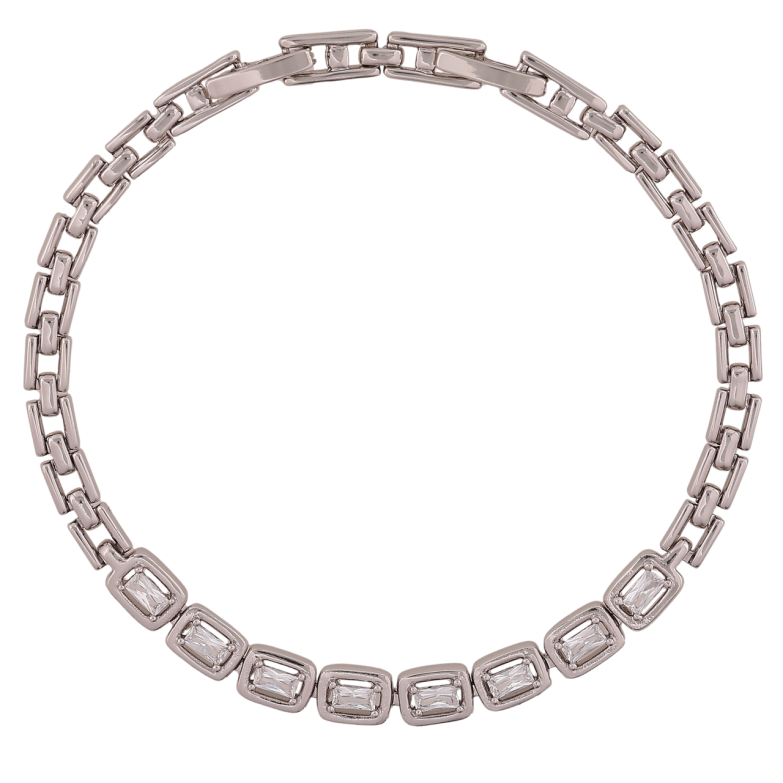 Браслет Xuping Родий Дорожка кристаллов длинна с доп. замком 17.5,19.5см х 4-5мм фото №1