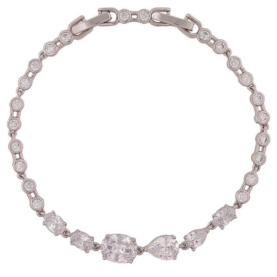 Браслет Xuping Родий Дорожка кристаллов длинна с доп. замком 17,19см х 3-7мм фото №1