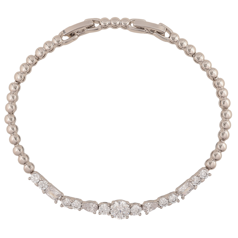 Браслет Xuping Родий Кристальная дорожка длинна с доп. замком 17.5,19.5см х 3-6мм фото №1