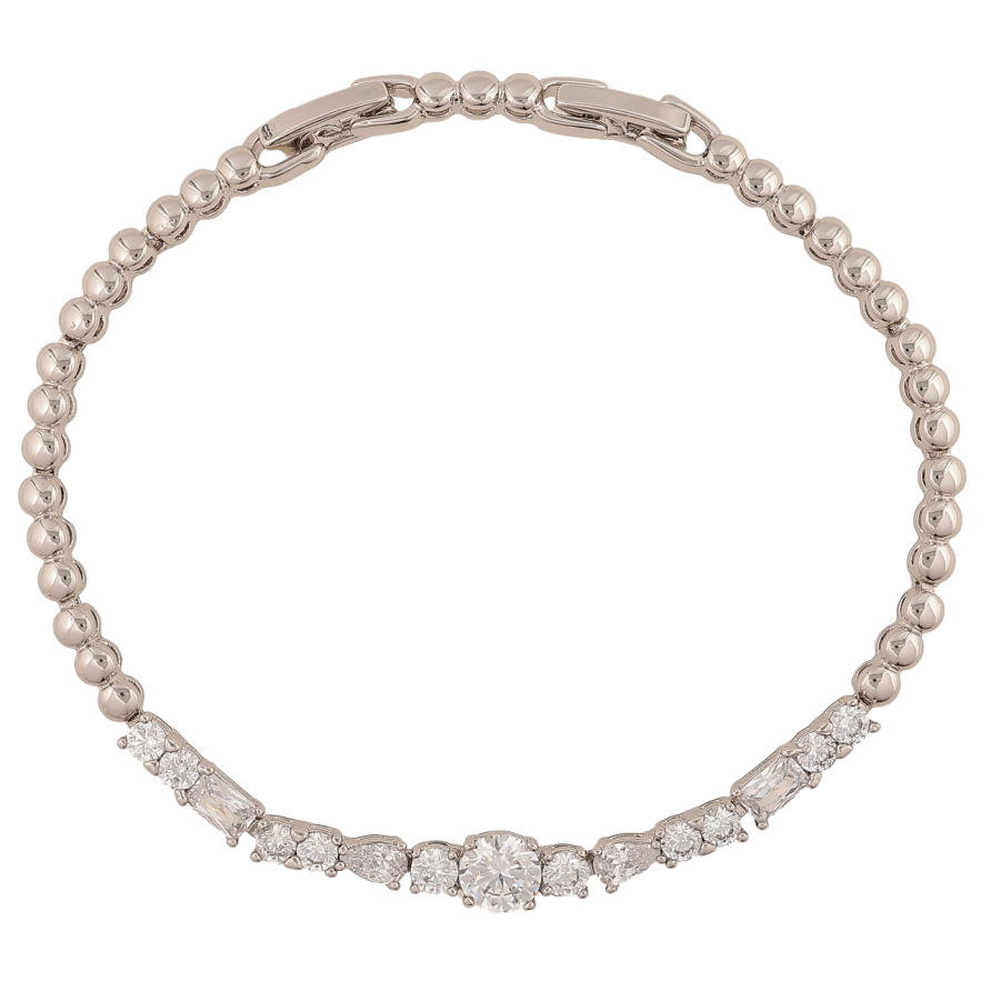 Браслет Xuping Родий Кристальная дорожка длинна с доп. замком 17.5,19.5см х 3-6мм фото №1