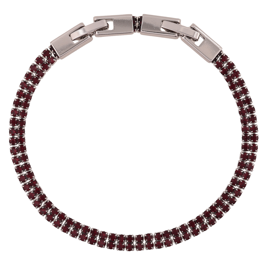 Браслет Xuping Родій «Подвійна доріжка бордових кристалів» довжина з доп. замком 17,19см х 4мм фото №1