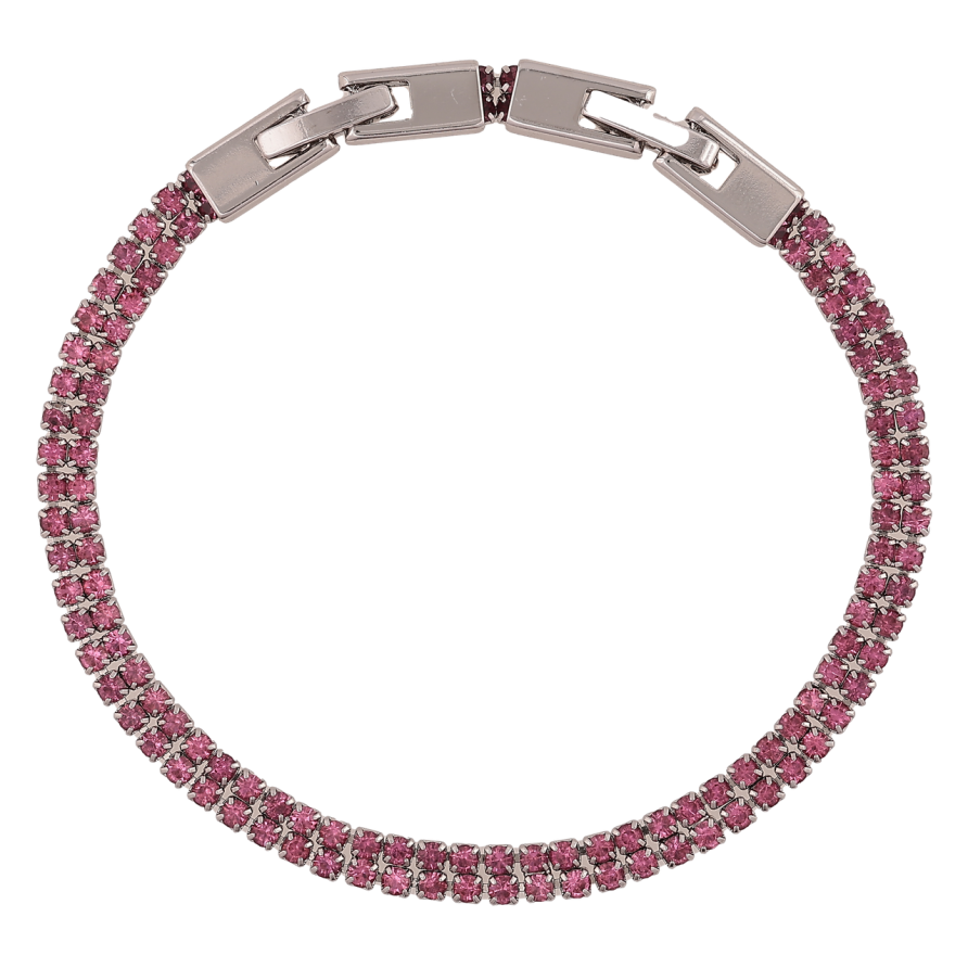 Браслет Xuping Родій «Подвійна доріжка рожевих кристалів» довжина з доп. замком 17,19см х 4мм фото №1