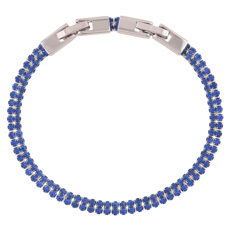Браслет Xuping Родій «Подвійна доріжка синіх кристалів» довжина з доп. замком 17,19см х 4мм фото №1