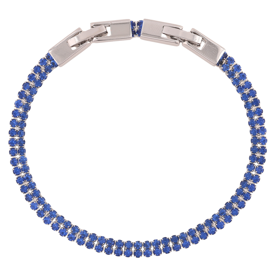 Браслет Xuping Родий Двойная дорожка синих кристаллов длинна с доп. замком 17,19см х 4мм фото №1