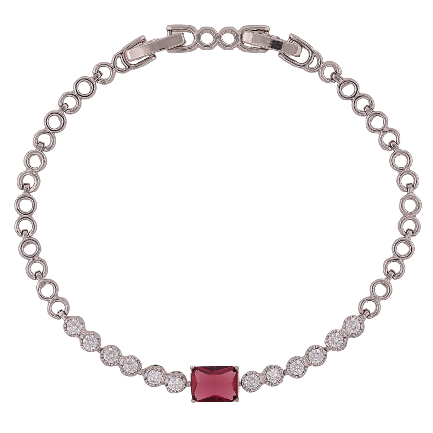 Браслет Xuping Родий Кристальная дорожка с бордовым кристаллом длинна с доп. замком 17.5,19.5см х 4-6мм фото №1 Браслет Xuping Родий Кристальная дорожка с бордовым кристаллом длинна с доп. замком 17.5,19.5см х 4-6мм фото №1