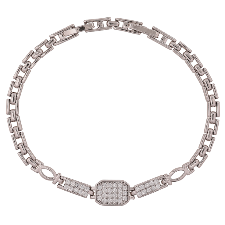 Браслет Xuping Родий Узор с инкрустацией кристаллами длинна с доп. замком 17.5,19.5см х 4-8мм фото №4 Браслет Xuping Родий Узор с инкрустацией кристаллами длинна с доп. замком 17.5,19.5см х 4-8мм фото №4