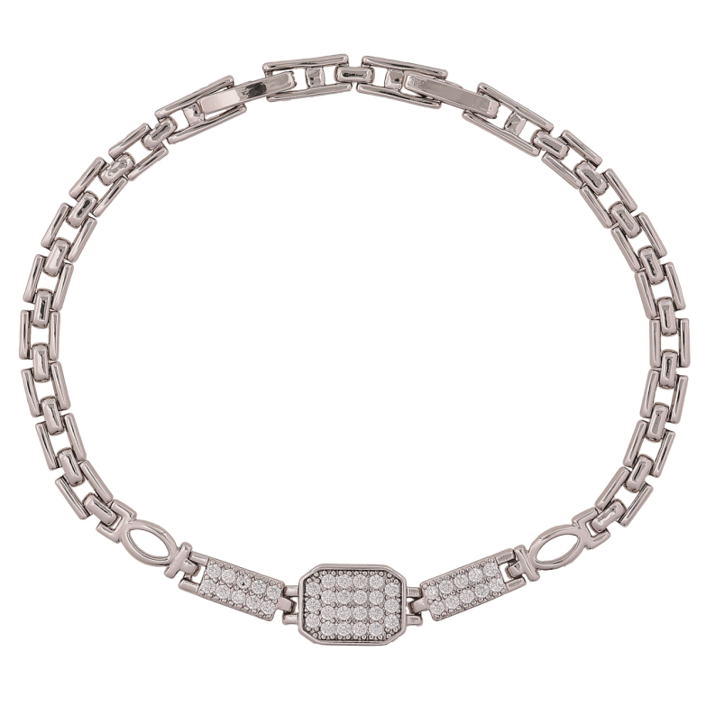 Браслет Xuping Родій «Візерунок з інкрустацією кристалами» довжина з доп. замком 17.5,19.5см х 4-8мм фото №1