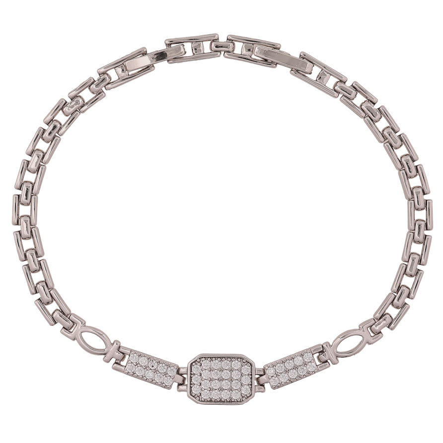 Браслет Xuping Родий Узор с инкрустацией кристаллами длинна с доп. замком 17.5,19.5см х 4-8мм фото №1