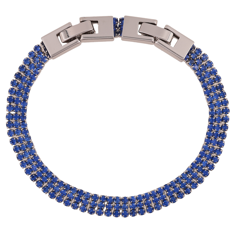 Браслет Xuping Родій «Потрійна доріжка синіх кристалів» довжина з доп. замком 17,19см х 6мм фото №1 Браслет Xuping Родій «Потрійна доріжка синіх кристалів» довжина з доп. замком 17,19см х 6мм фото №1