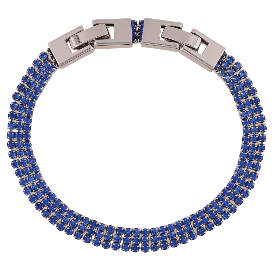 Браслет Xuping Родій «Потрійна доріжка синіх кристалів» довжина з доп. замком 17,19см х 6мм фото №1 Браслет Xuping Родій «Потрійна доріжка синіх кристалів» довжина з доп. замком 17,19см х 6мм фото №1