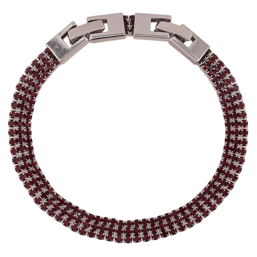 Браслет Xuping Родій «Потрійна доріжка бордових кристалів» довжина з доп. замком 17,19см х 6мм фото №1 Браслет Xuping Родій «Потрійна доріжка бордових кристалів» довжина з доп. замком 17,19см х 6мм фото №1