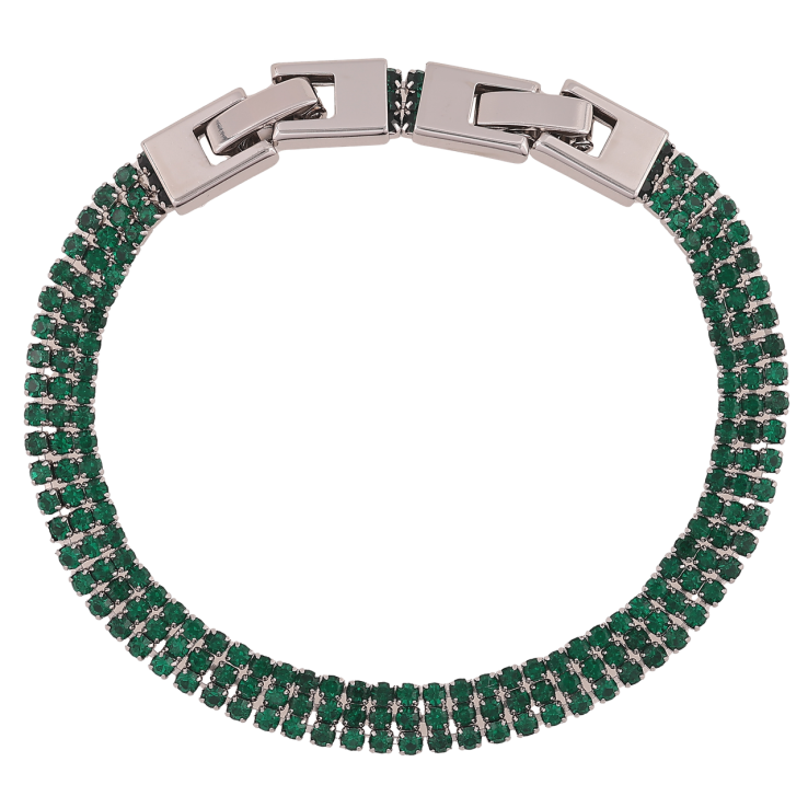 Браслет Xuping Родій «Потрійна доріжка зелених кристалів» довжина з доп. замком 17,19см х 6мм фото №20 Браслет Xuping Родій «Потрійна доріжка зелених кристалів» довжина з доп. замком 17,19см х 6мм фото №20