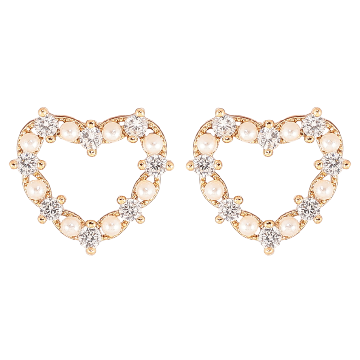 Сережки Xuping Позолота 18K пусети «Сердечка з кристалами та перлами» фото №14