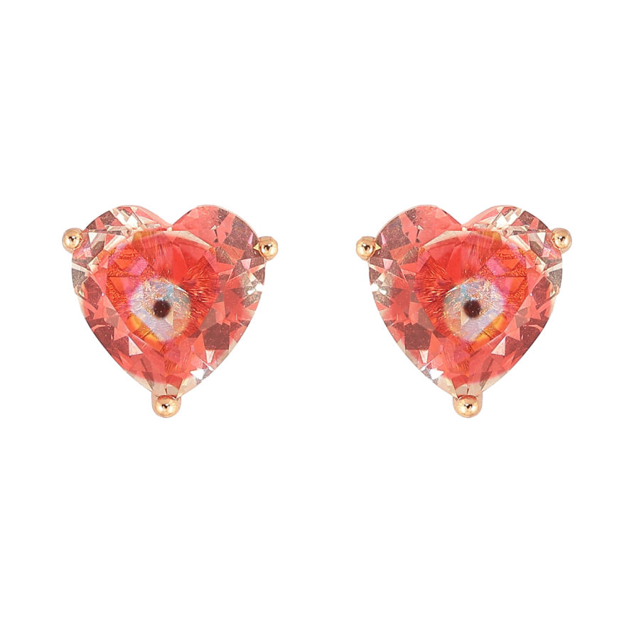 Сережки Xuping Позолота 18K пусети «Кришталеві сердечка» фото №1