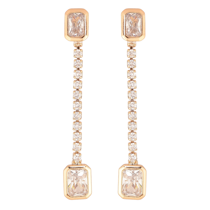 Сережки Xuping Позолота 18K пусети «Кришталеві підвіски» 2 в 1 фото №21