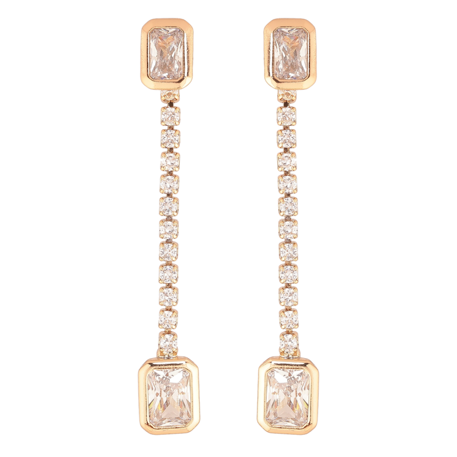 Сережки Xuping Позолота 18K пусети «Кришталеві підвіски» 2 в 1 фото №1