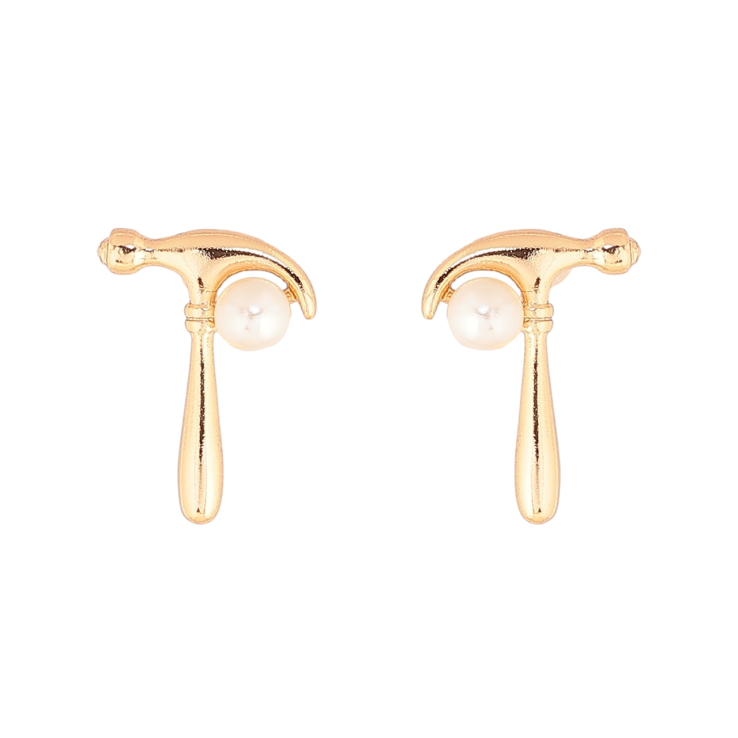 Сережки Xuping Позолота 18K пусети «Молотки з перлинами» фото №19