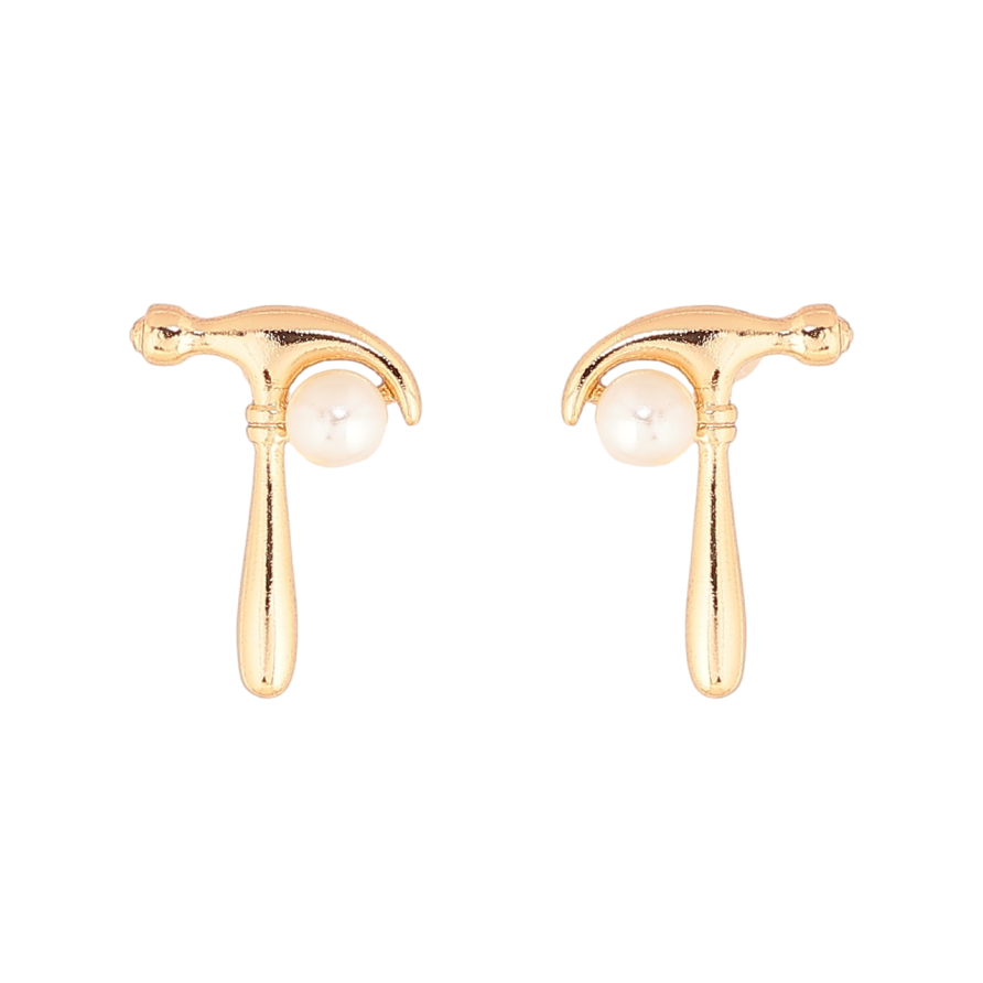 Сережки Xuping Позолота 18K пусети «Молотки з перлинами» фото №1