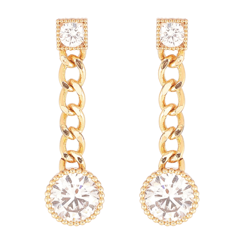 Сережки Xuping Позолота 18K пусети «Підвіски ланцюжки з кристалами» фото №1