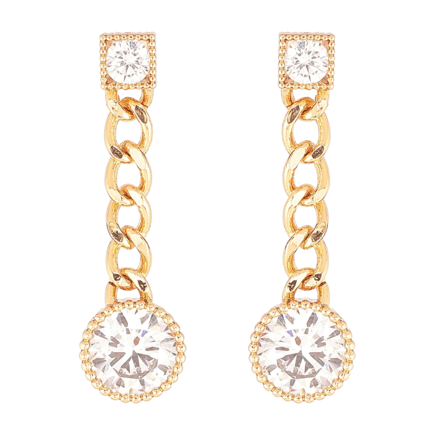 Сережки Xuping Позолота 18K пусети «Підвіски ланцюжки з кристалами» фото №1