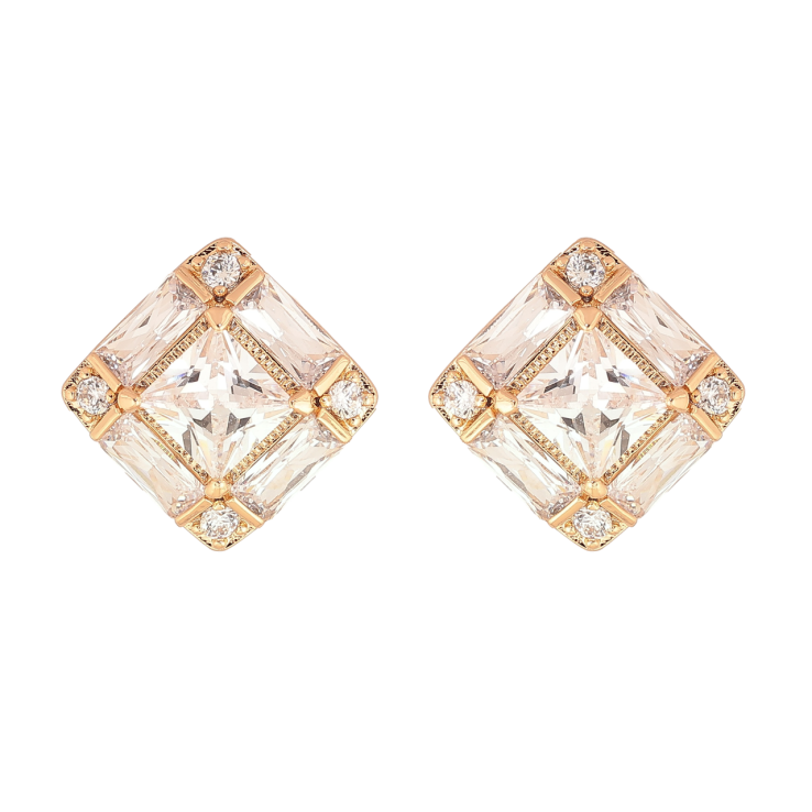 Сережки Xuping Позолота 18K пусети «Кристальні ромби» 13х13мм фото №8