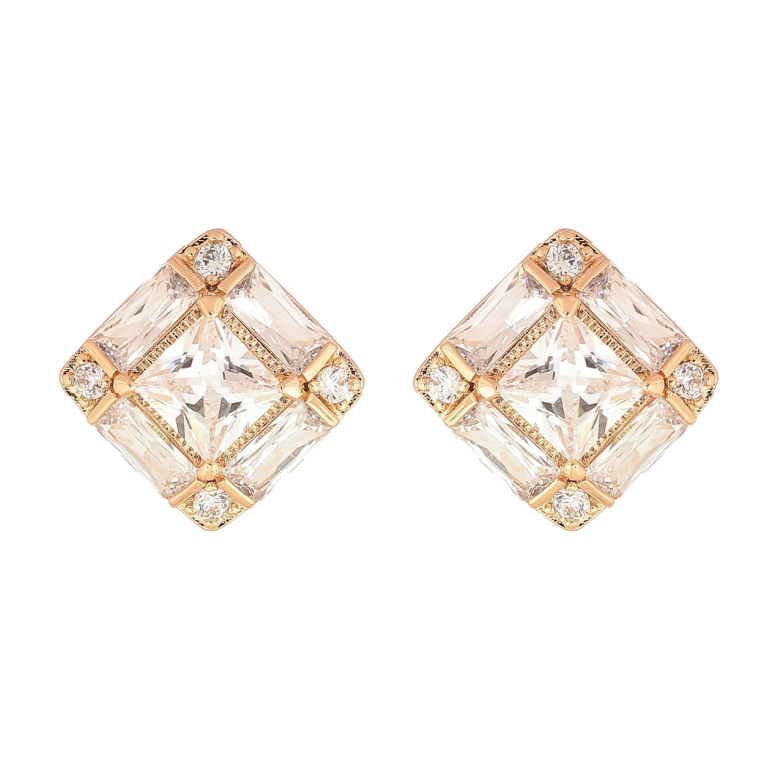 Сережки Xuping Позолота 18K пусети «Кристальні ромби» 13х13мм фото №1