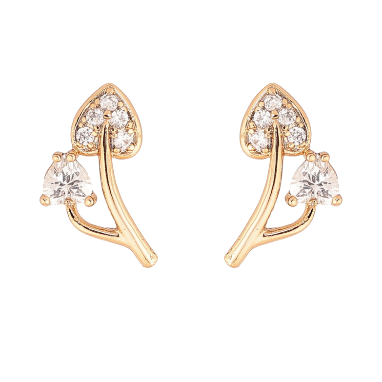 Сережки Xuping Позолота 18K пусети «Кришталеві листочки» фото №1