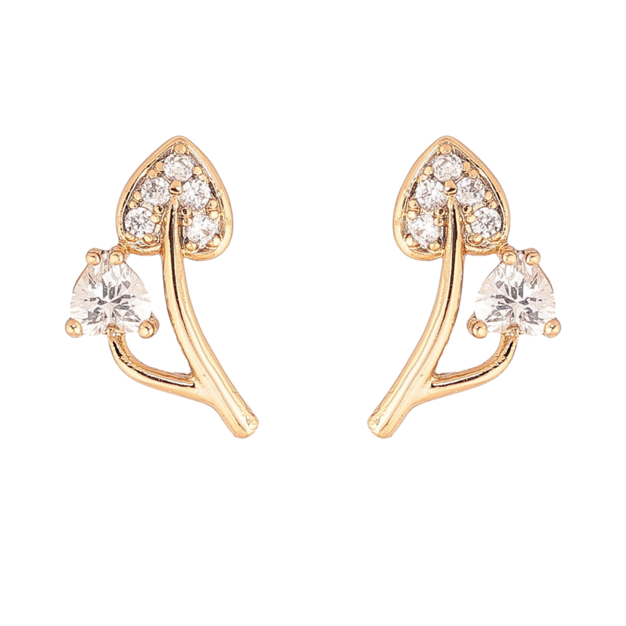 Сережки Xuping Позолота 18K пусети «Кришталеві листочки» фото №1