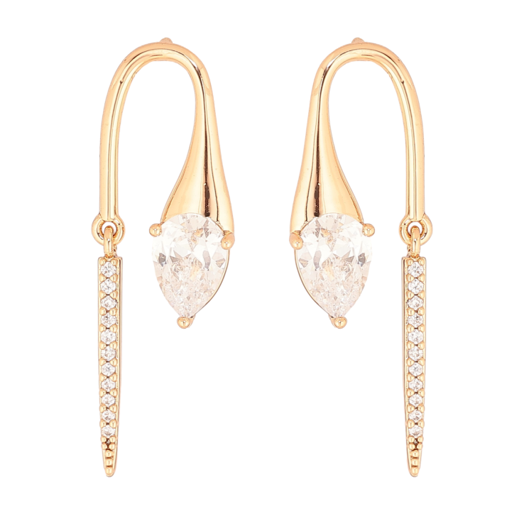 Серьги Xuping Позолота 18K пусеты Кристальные подвески фото №3