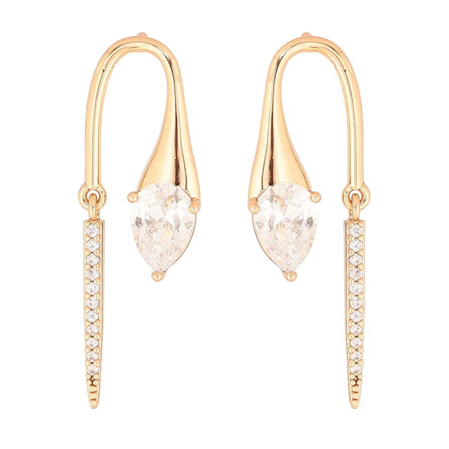 Сережки Xuping Позолота 18K пусети «Кришталеві підвіски» фото №1