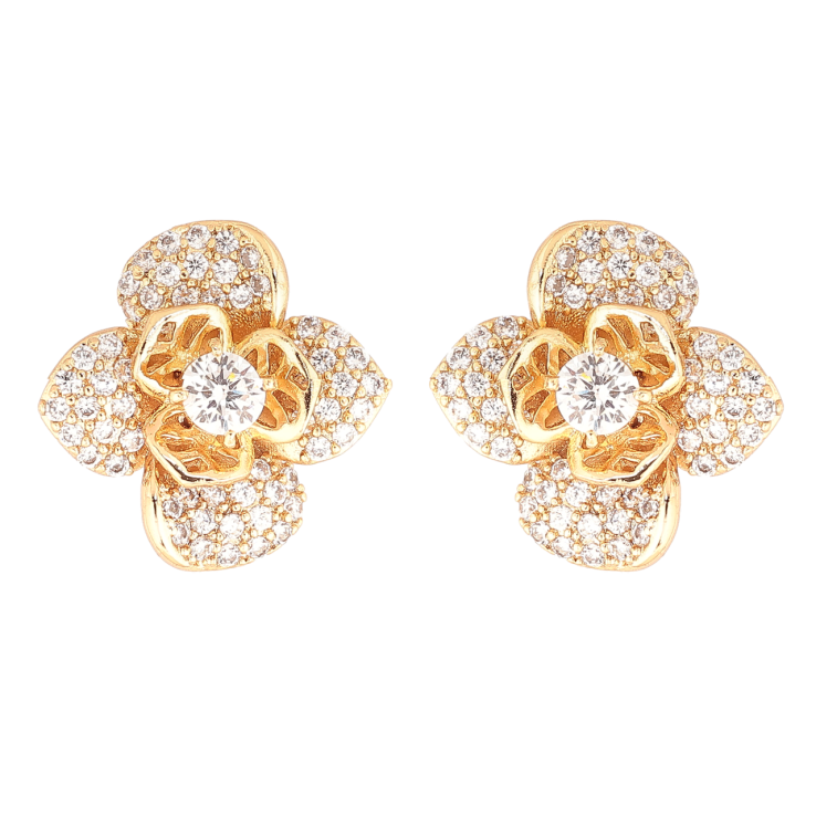 Сережки Xuping Позолота 18K пусети «Квіточки з інкрустацією кристалами» фото №25