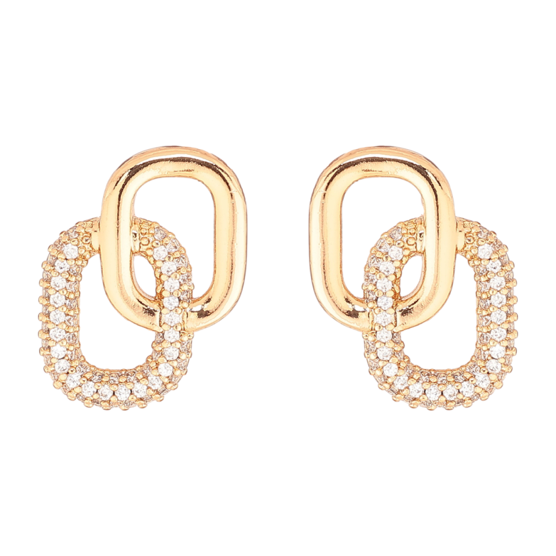 Серьги Xuping Позолота 18K пусеты Овалы с инкрустацией кристаллами фото №1