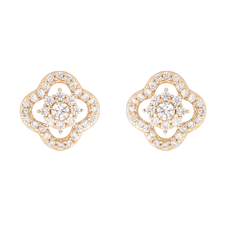 Сережки Xuping Позолота 18K пусети «Кришталеві квіточки» фото №10