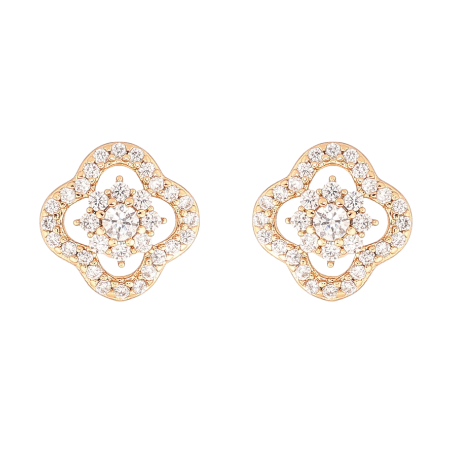 Сережки Xuping Позолота 18K пусети «Кришталеві квіточки» фото №1