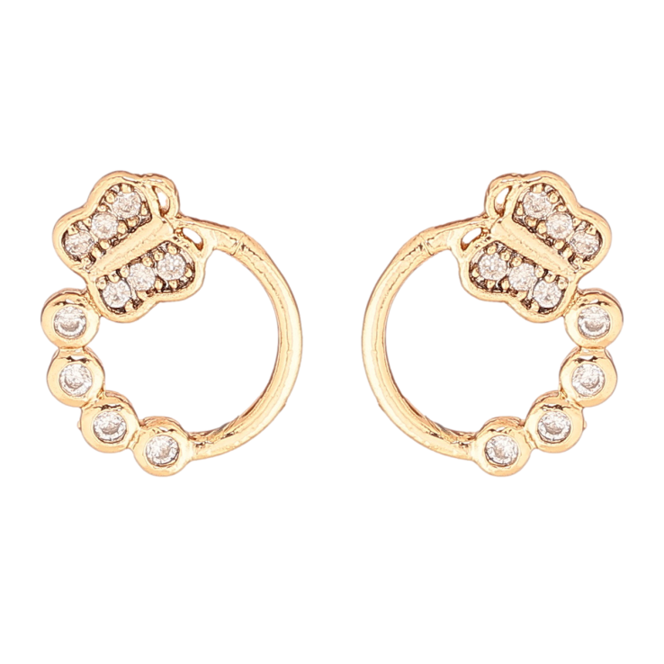 Сережки Xuping Позолота 18K пусети «Колечка з метеликами» фото №4