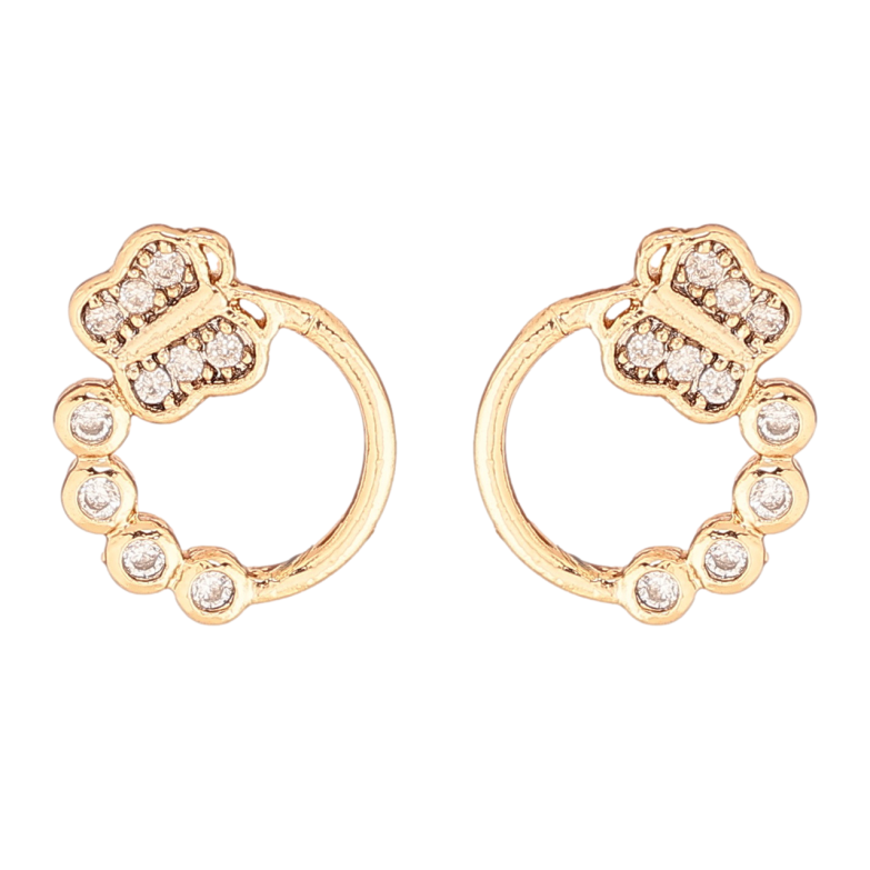 Серьги Xuping Позолота 18K пусеты Колечки с бабочками фото №1