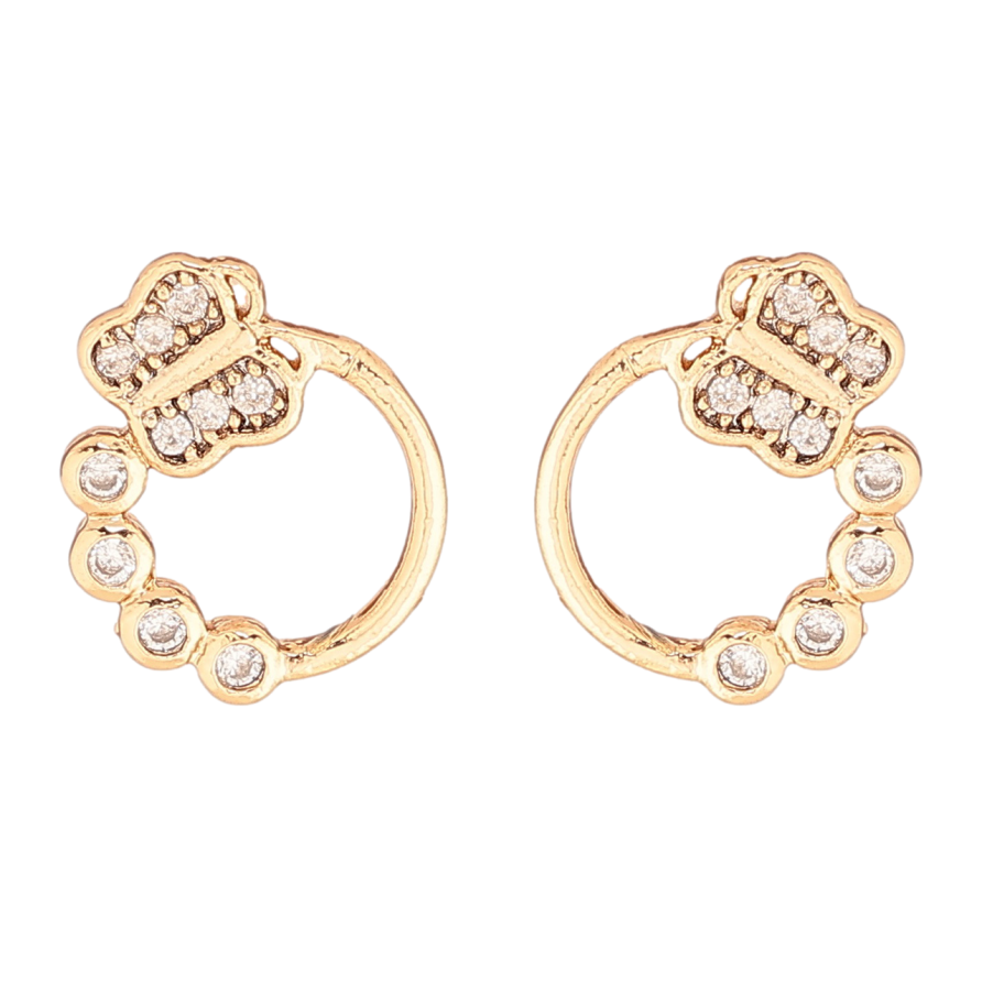Сережки Xuping Позолота 18K пусети «Колечка з метеликами» фото №1