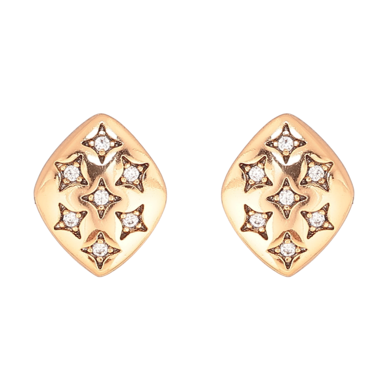 Серьги Xuping Позолота 18K пусеты Ромбы с звездным узором фото №1