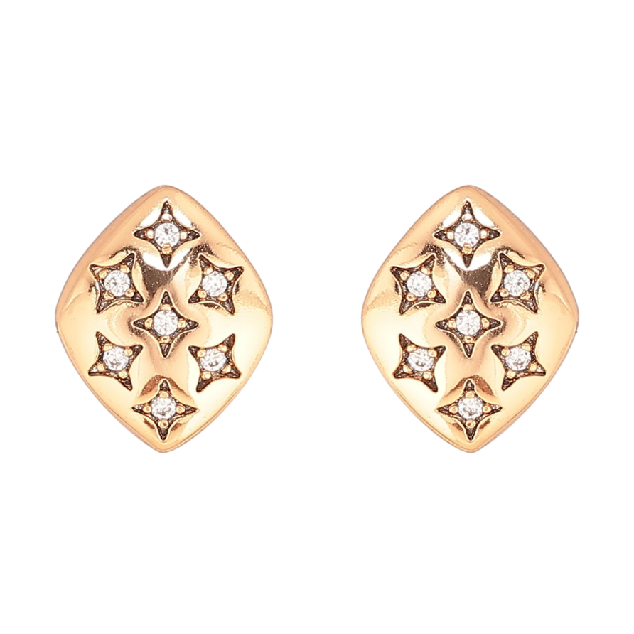 Сережки Xuping Позолота 18K пусети «Ромби з зоряним візерунком» фото №1