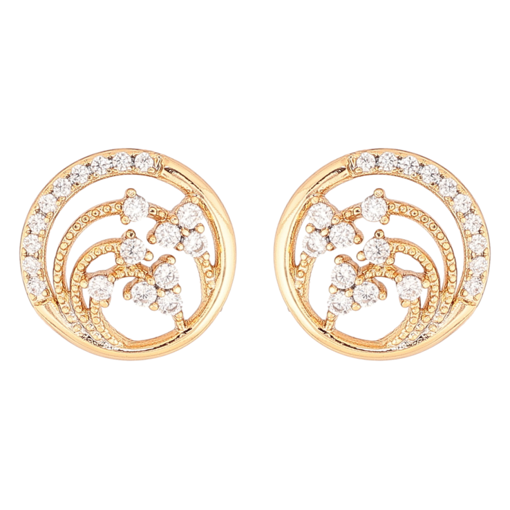 Сережки Xuping Позолота 18K пусети «Колечка з кристальним візерунком» фото №25