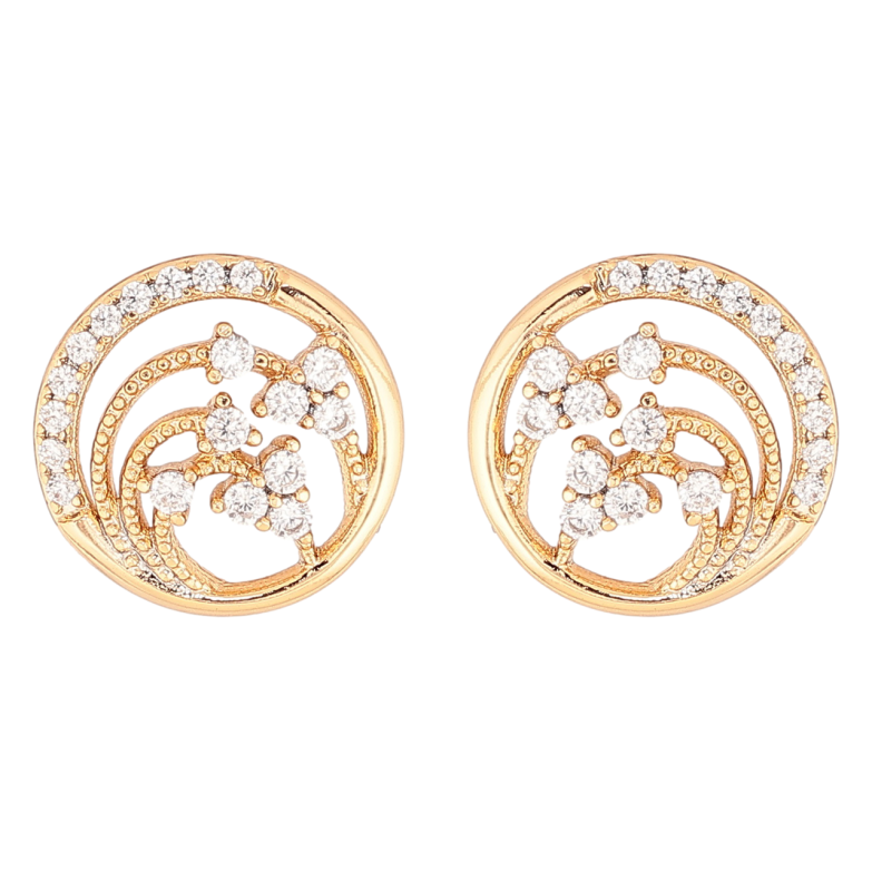 Серьги Xuping Позолота 18K пусеты Колечки с кристальным узором фото №2