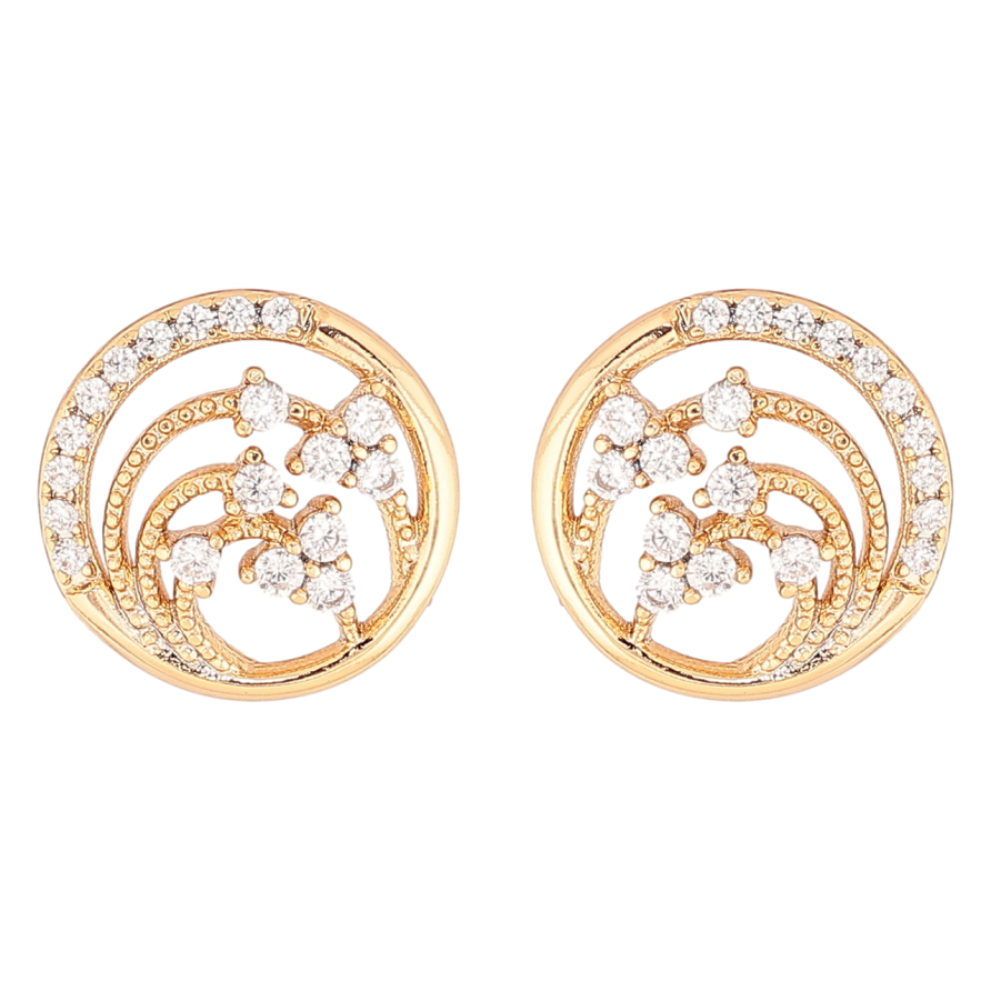 Сережки Xuping Позолота 18K пусети «Колечка з кристальним візерунком» фото №1