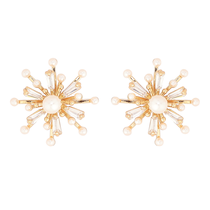 Сережки Xuping Позолота 18K пусети «Кришталеві зірки з перлинами» фото №24